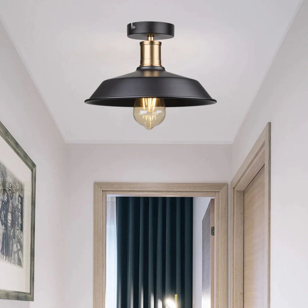 Modern Ceiling Light with White Shade and Gold Accents