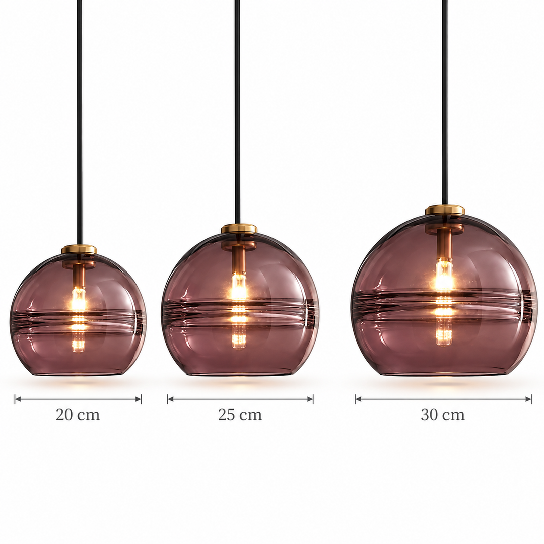 Modern Glass Pendant Light with Purple Amber or Grey color Shade