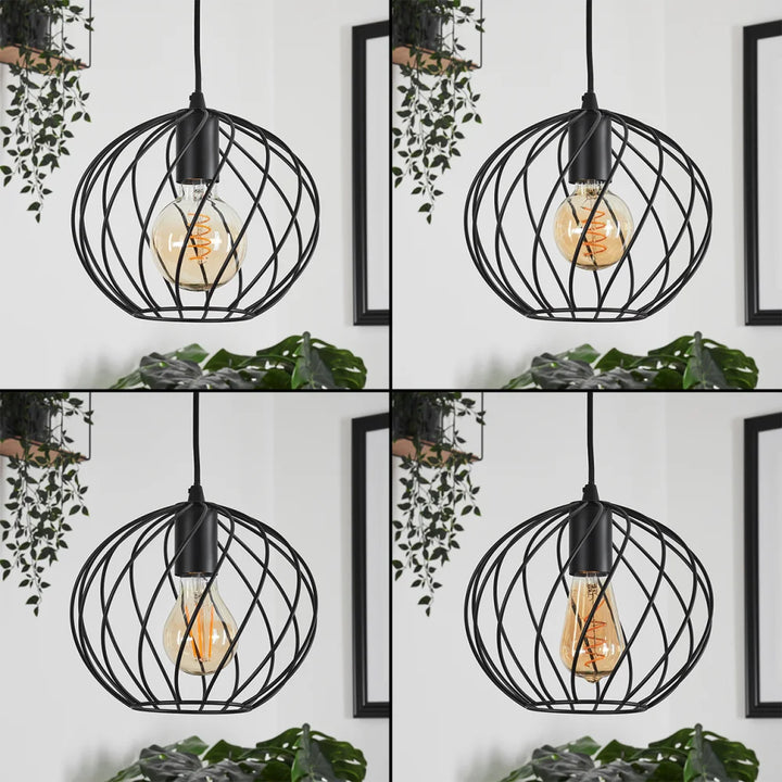 Modern Spiral Cage Triple Pendant Light