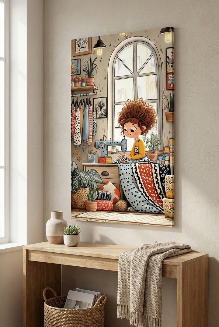 Cozy Atelier Girl Canvas Wall Art