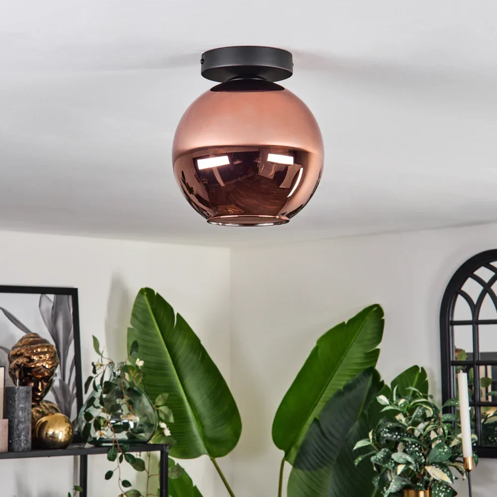 Modern Copper Glass Globe Ceiling Light