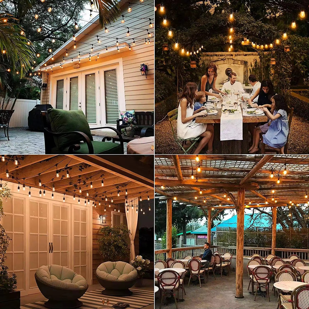 Vintage Outdoor String Lights with Solar panel (Bulbs included)