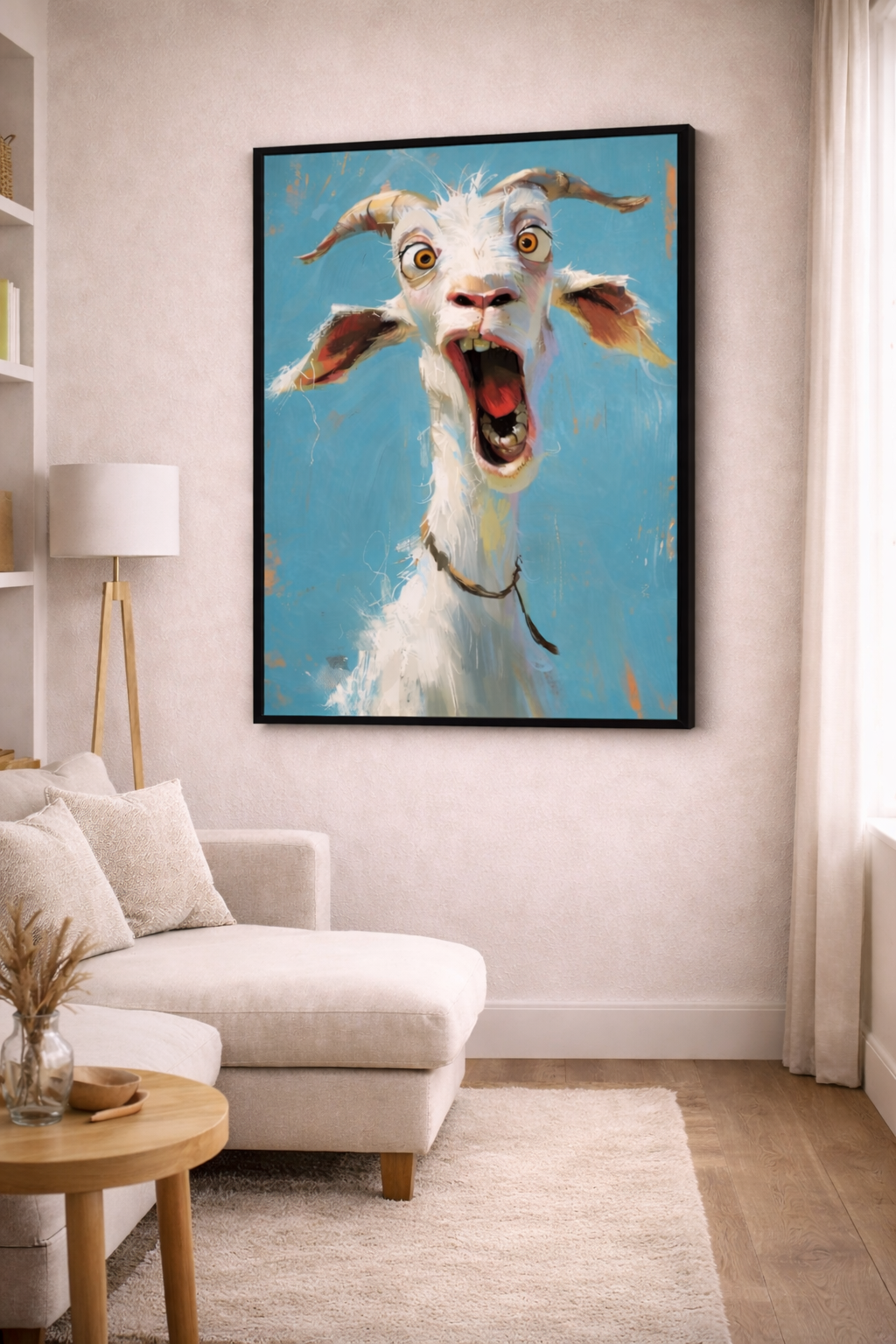 Playful Goat Expression Canvas
