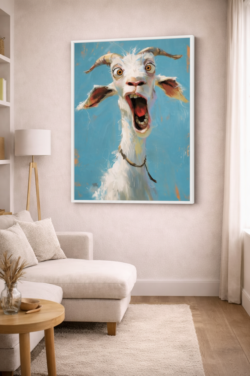 Playful Goat Expression Canvas