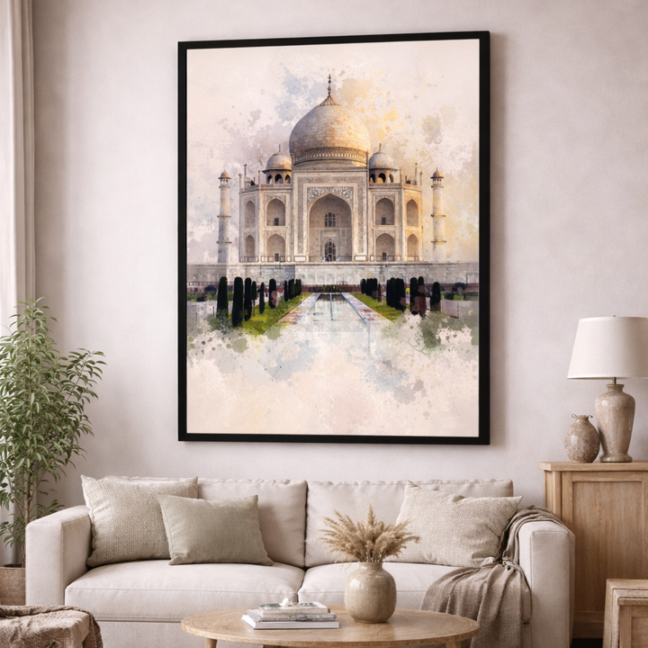 Taj Mahal Watercolor Canvas
