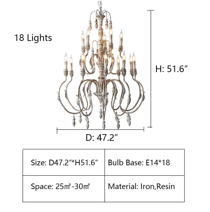 Rustic Chandelier in several sizes for Rooms and High Ceilings