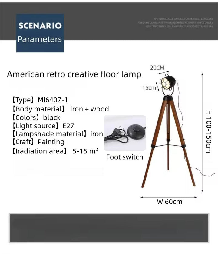 Industrial Tripod Floor Lamp
