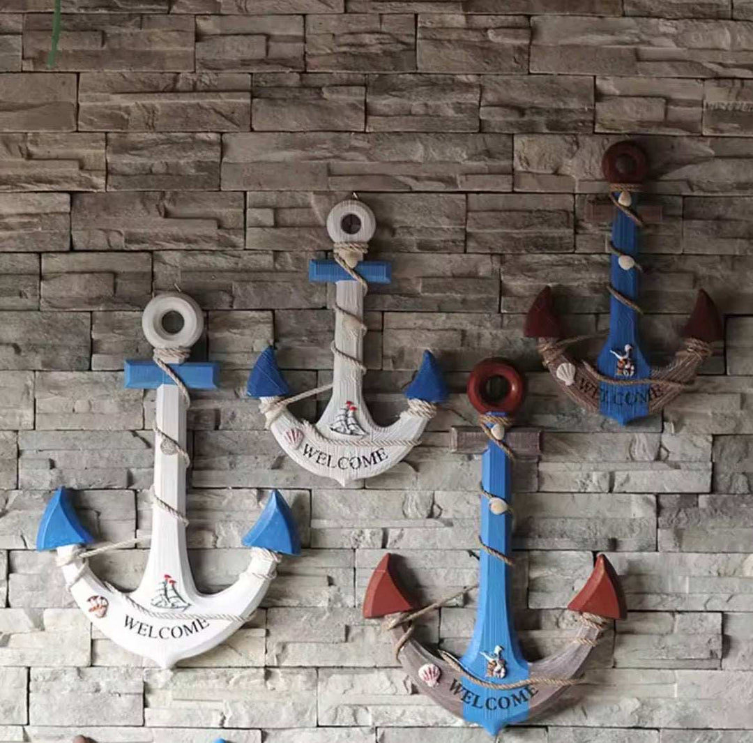 Rustic Blue Anchor Wall Decor
