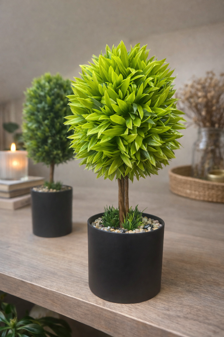 Artificial Topiary Ball Plant in Black Pot in 3 models