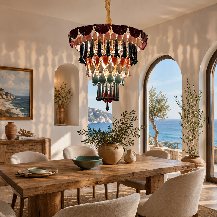 Bohemian Ceramic Tassel Chandelier
