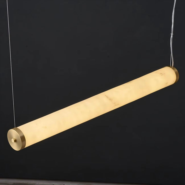 Modern Alabaster Linear Pendant Light with Brass Accents