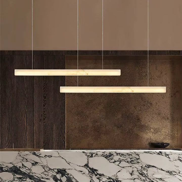 Modern Linear LED Pendant Light in Warm Ivory