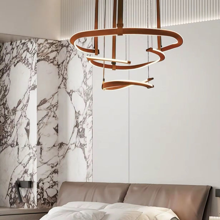 Modern LED Spiral Ring Chandelier