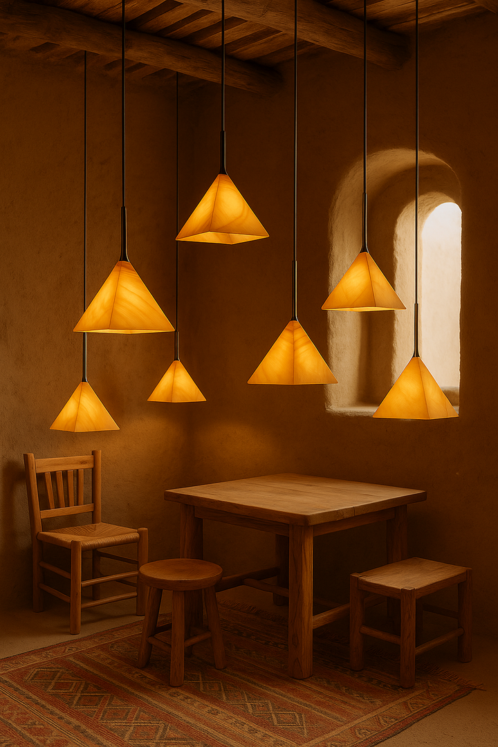Warm Pyramid AlabasterPendant Light
