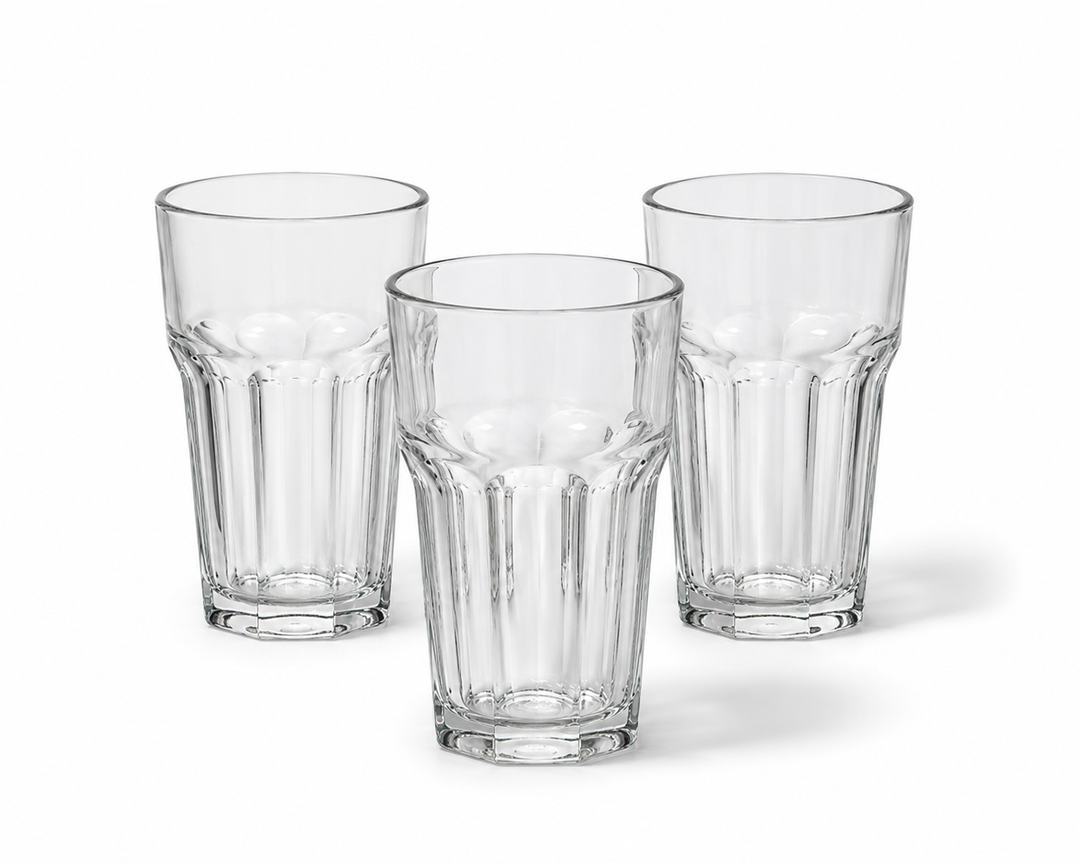 Clear Ribbed Drinking Glass Set of 3