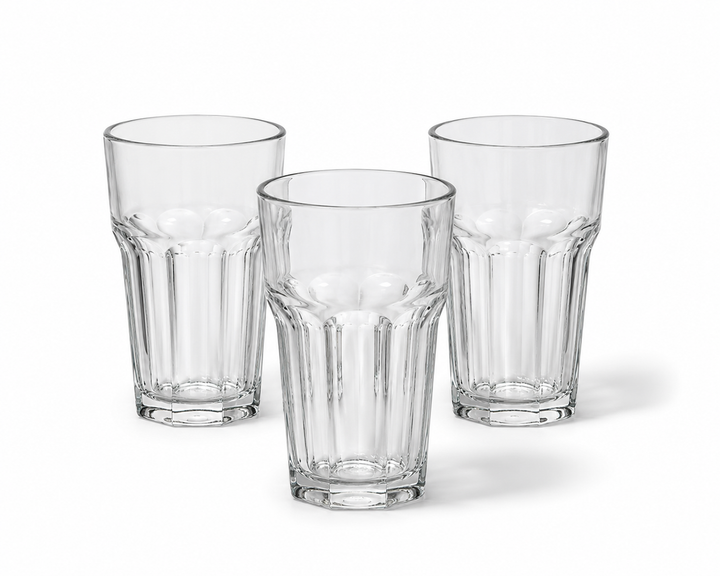 Clear Ribbed Drinking Glass Set of 3