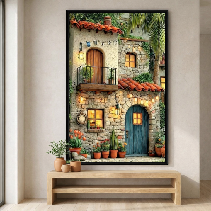 Mediterranean Stone House Framed Wall Art