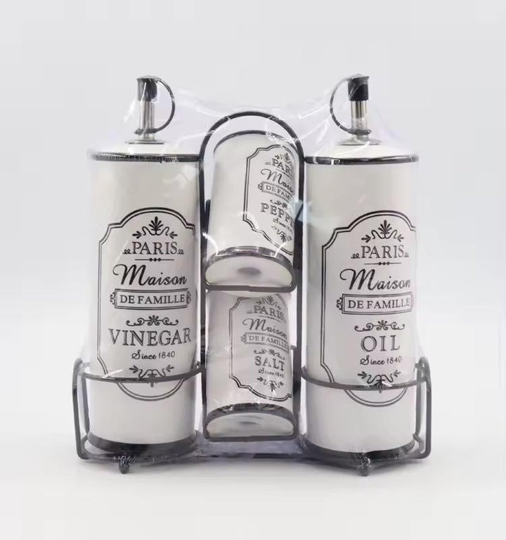 Ceramic Bathroom Canister Set with Stand