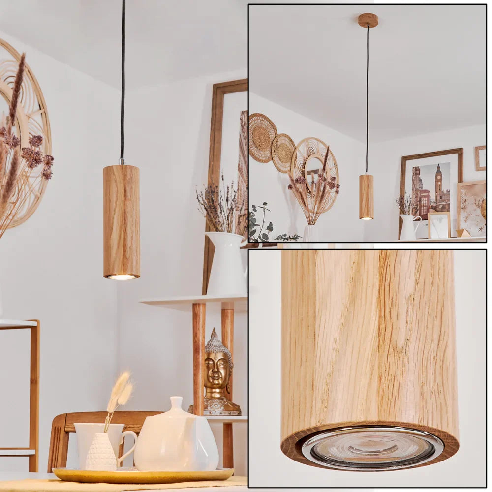 Rustic Quad Wooden Cylinder Pendant Light