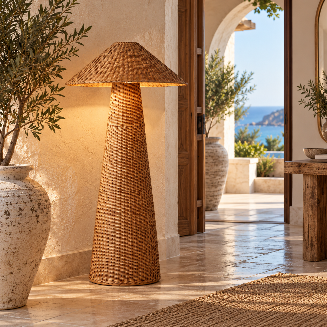 Natural Woven Rattan Floor Lamp