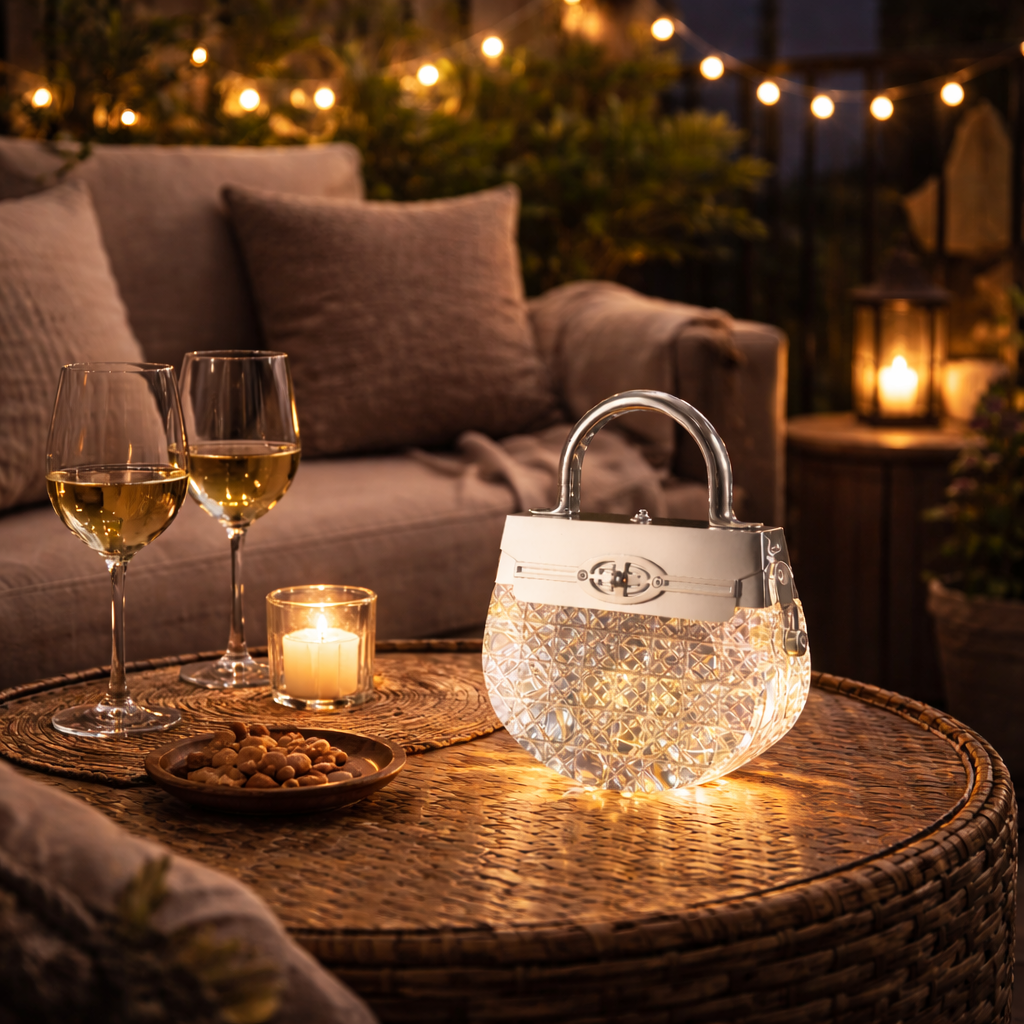 Crystal Handbag Accent Rechargeable Lamp