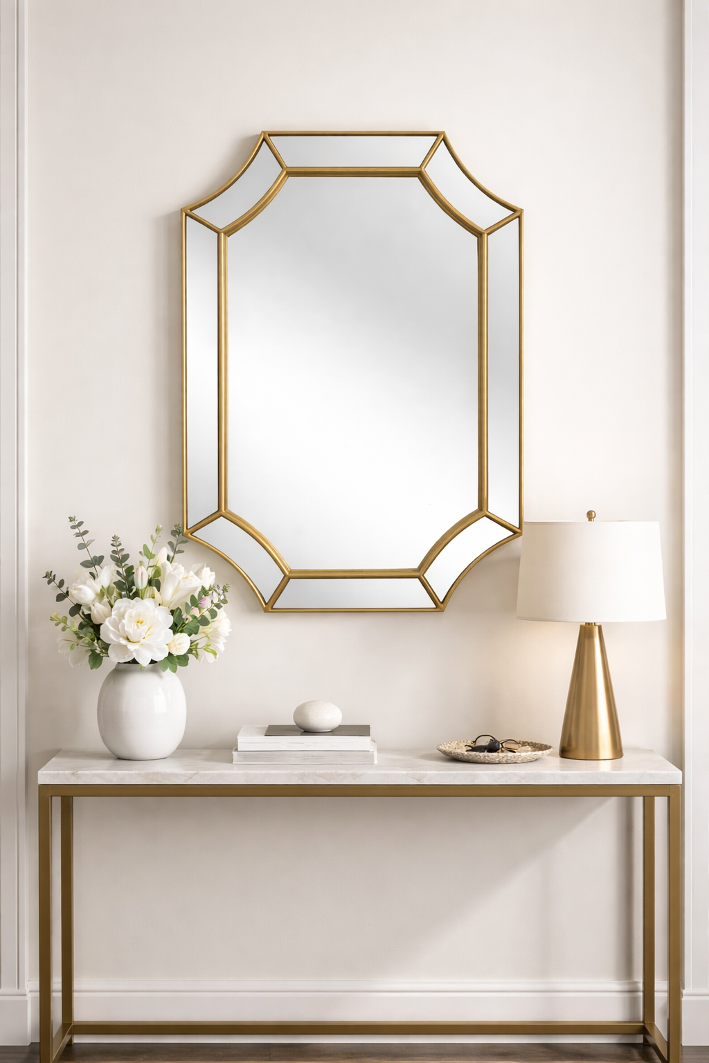 Geometric Gold Frame Wall Mirror