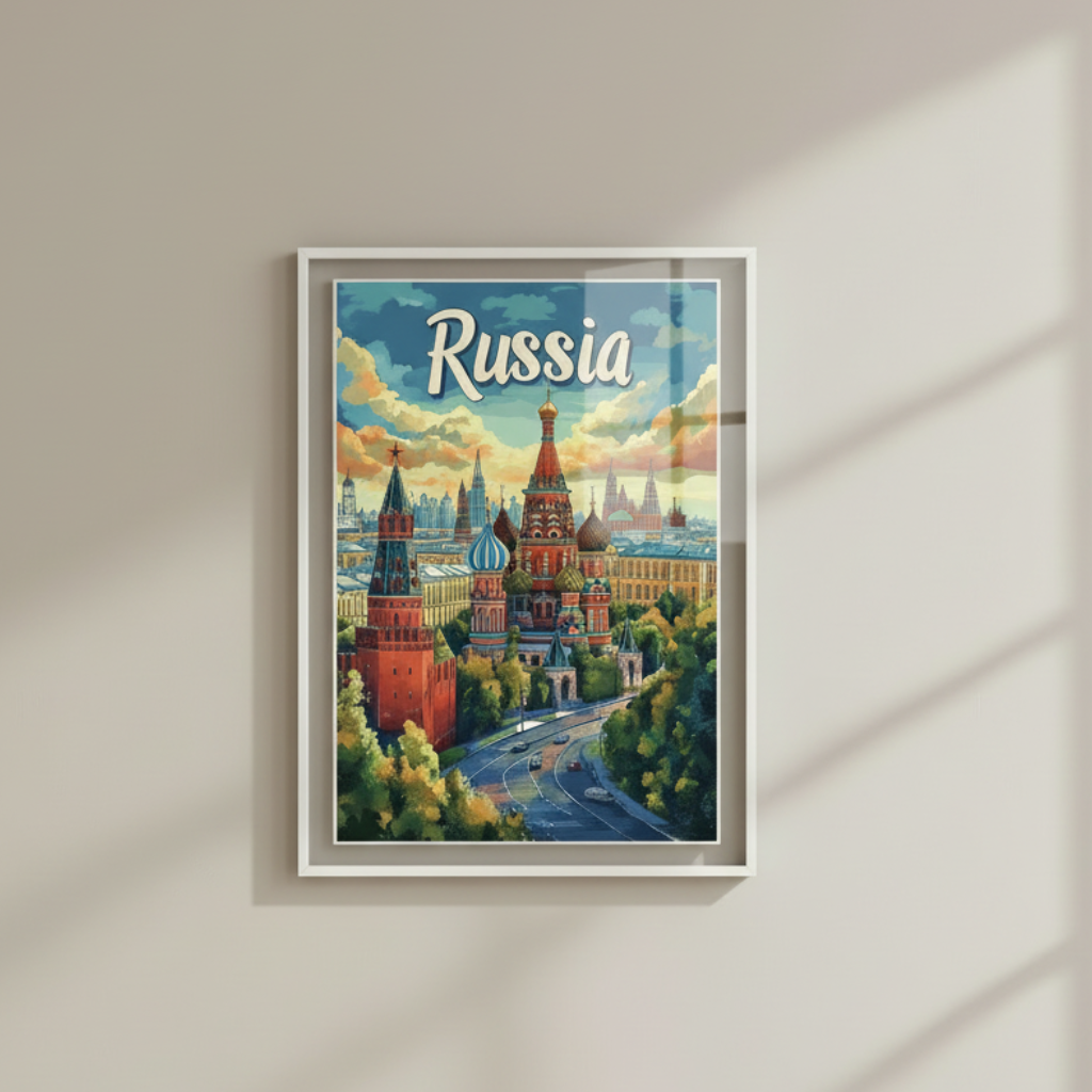 Russia Moscow Vintage Travel Poster Canvas