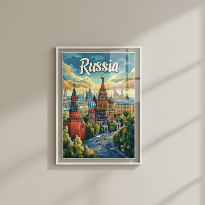Russia Moscow Vintage Travel Poster Canvas