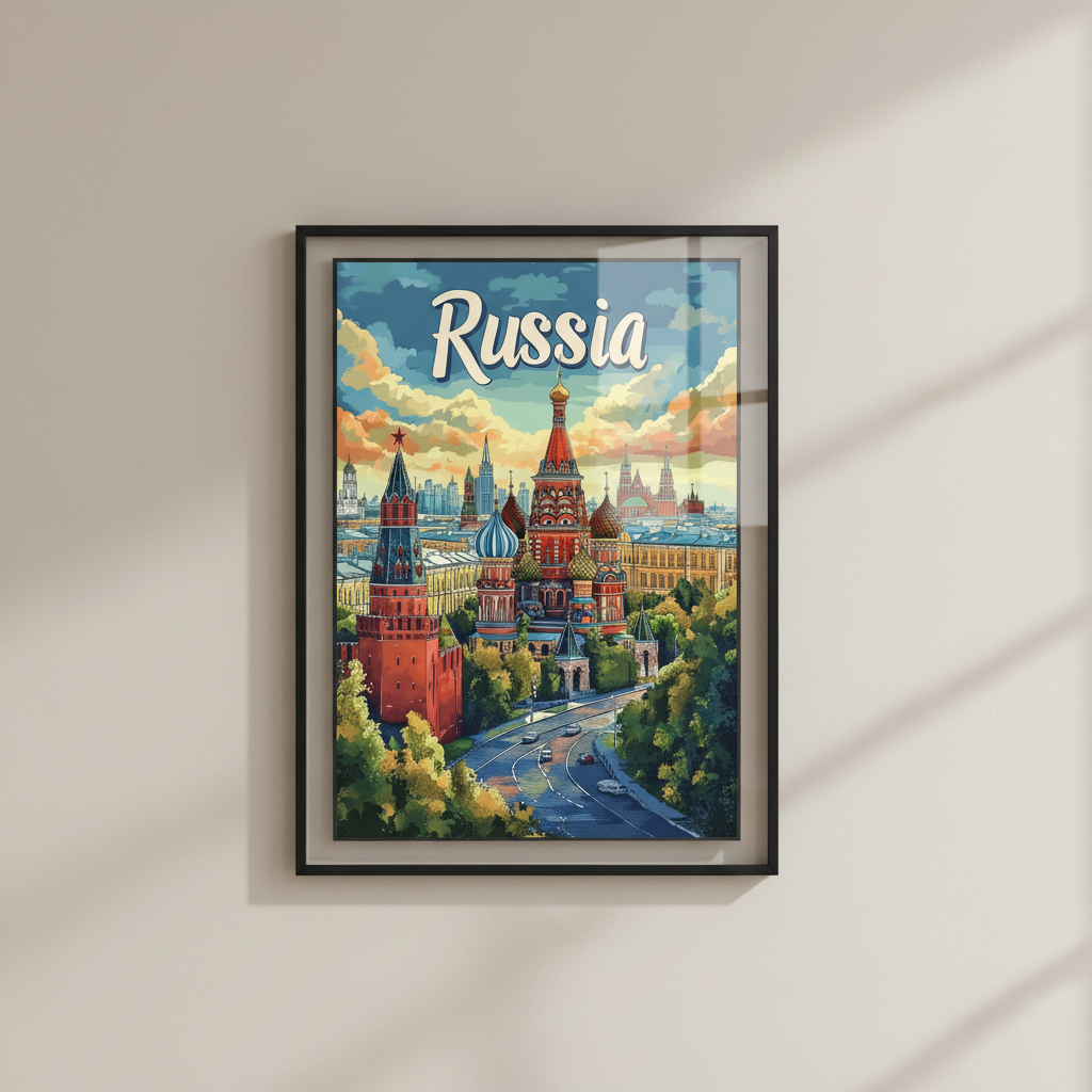 Russia Moscow Vintage Travel Poster Canvas