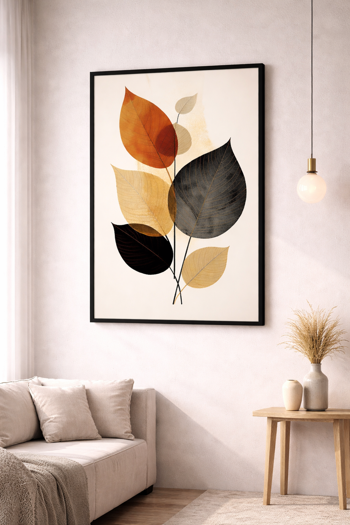 Minimal Botanical Leaves Framed