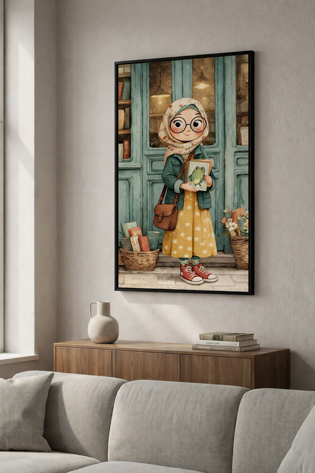 Cute Book Lover Girl Canvas Art