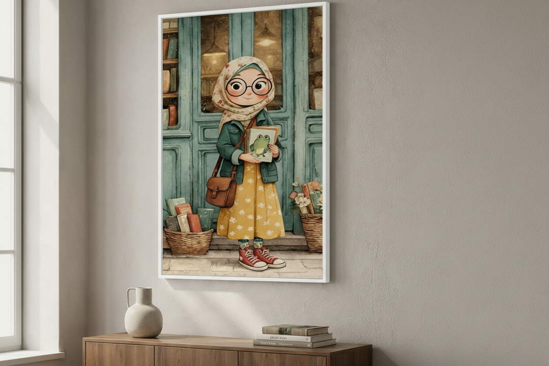 Cute Book Lover Girl Canvas Art