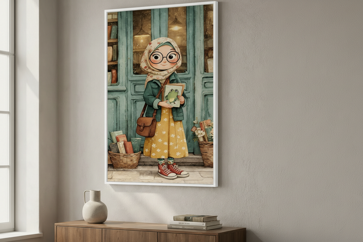 Cute Book Lover Girl Canvas Art