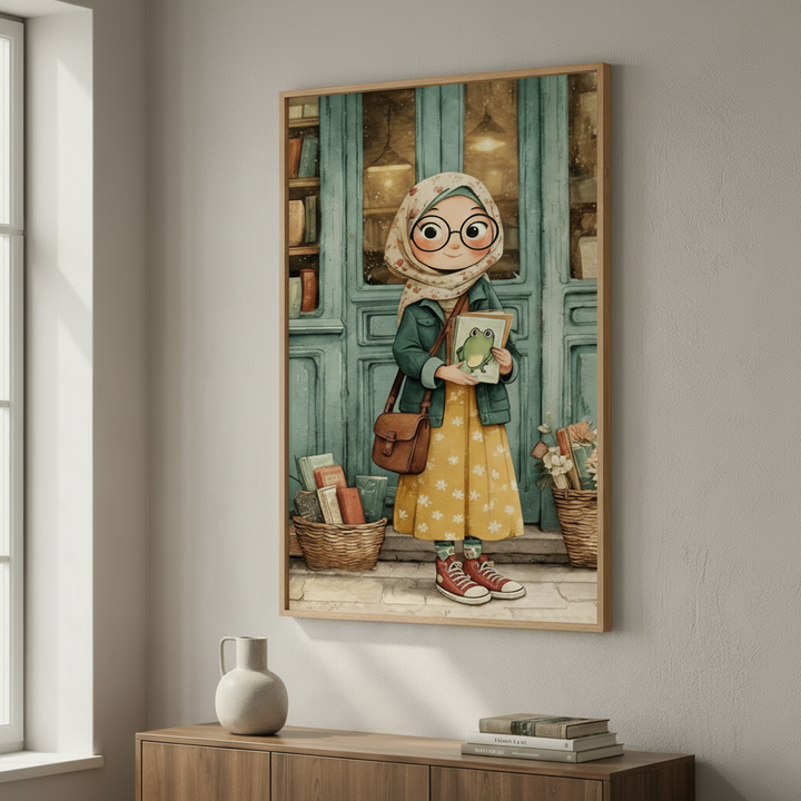 Cute Book Lover Girl Canvas Art
