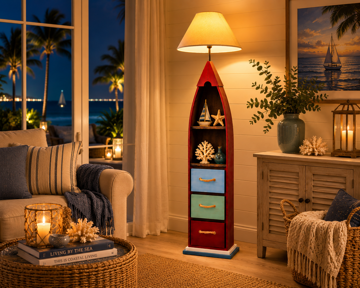 Boat-Shaped Floor Lamp with Storage