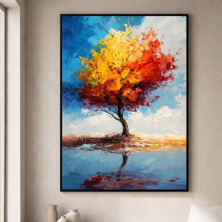 Colorful Tree Reflection Framed Art