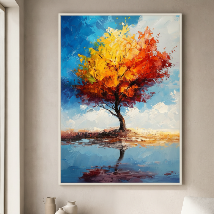 Colorful Tree Reflection Canvas Art