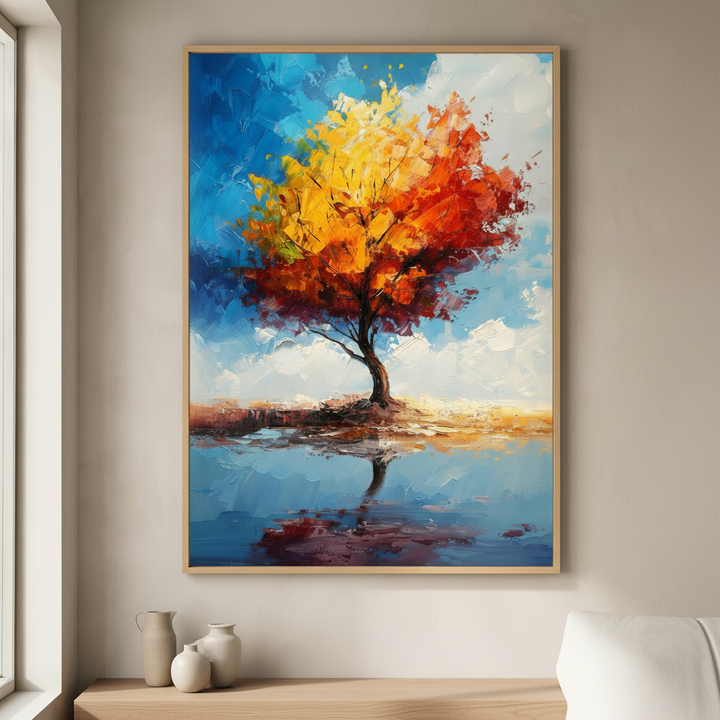 Colorful Tree Reflection Canvas Art