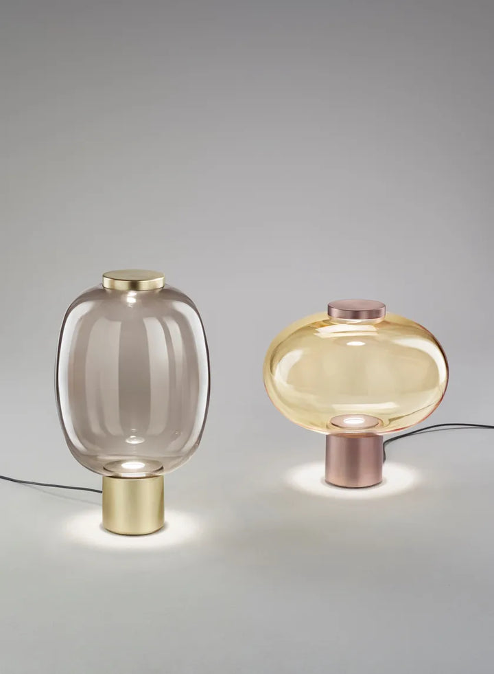 Modern Glass Table Lamp with Brass Base