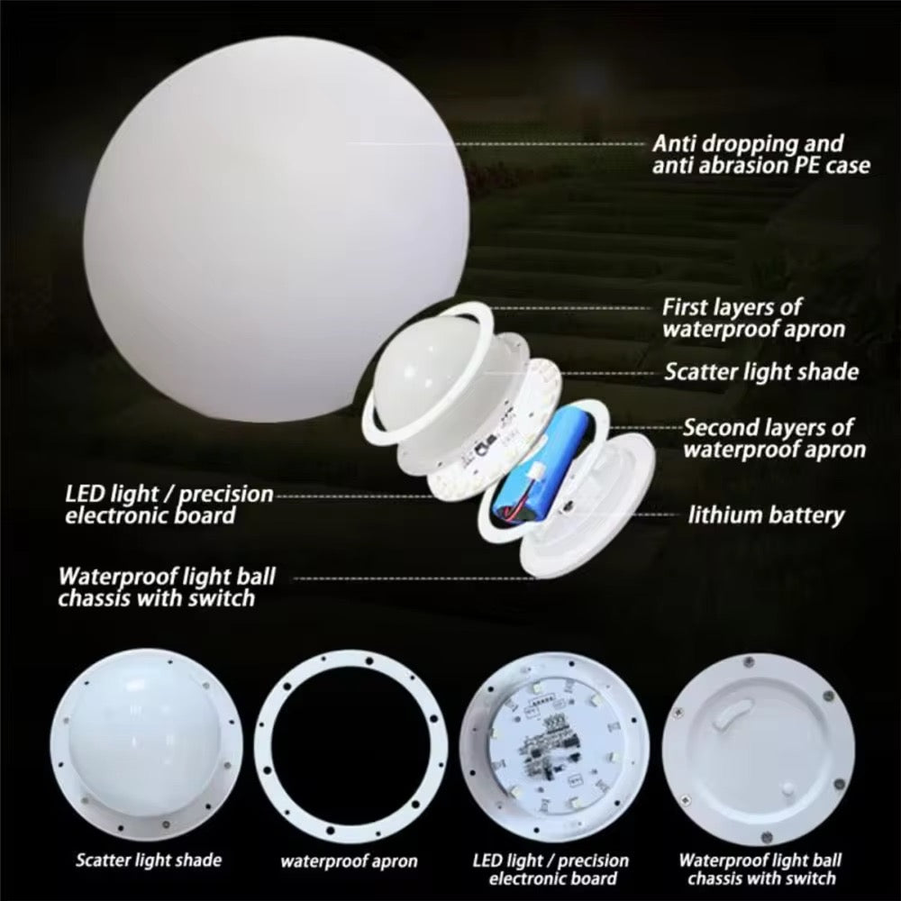 LED IP 68 Rechargeable or Globe Lights for Patio Decor