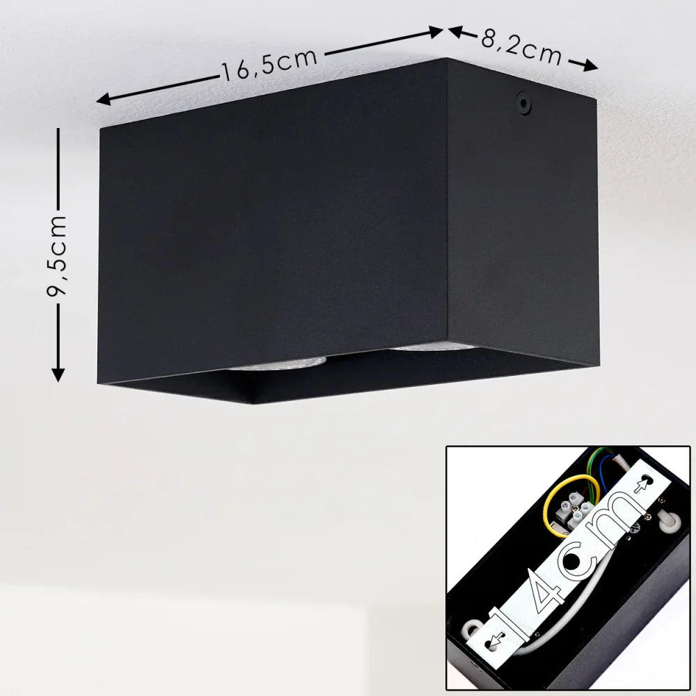 Modern Dual Black Rectangular Ceiling Spotlight