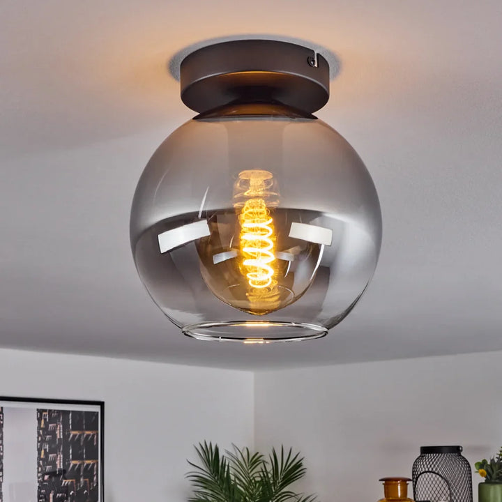 Modern Smoked Glass Globe Ceiling Light