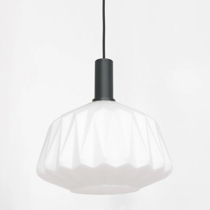 Modern Faceted Glass Pendant Light with Black Finish