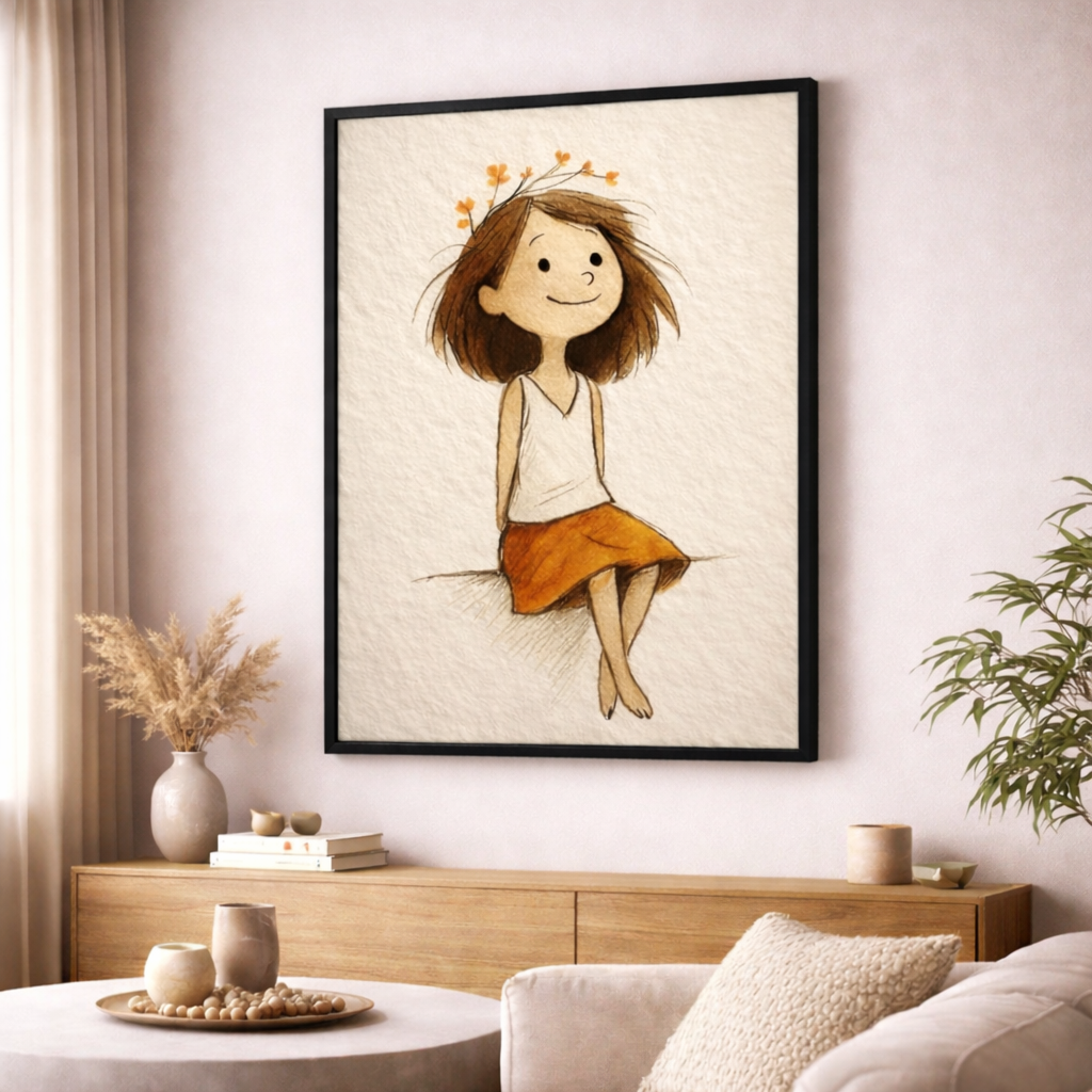 Gentle Girl Illustration Canvas