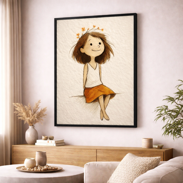 Gentle Girl Illustration Canvas