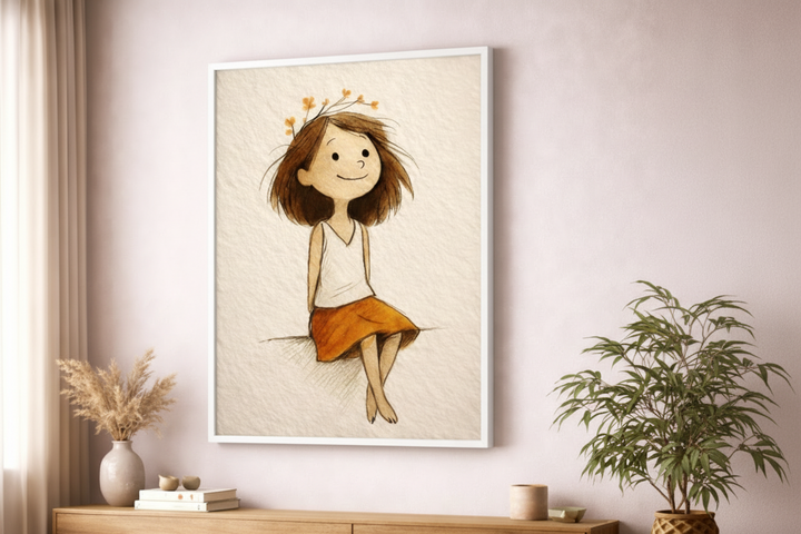 Gentle Girl Illustration Canvas