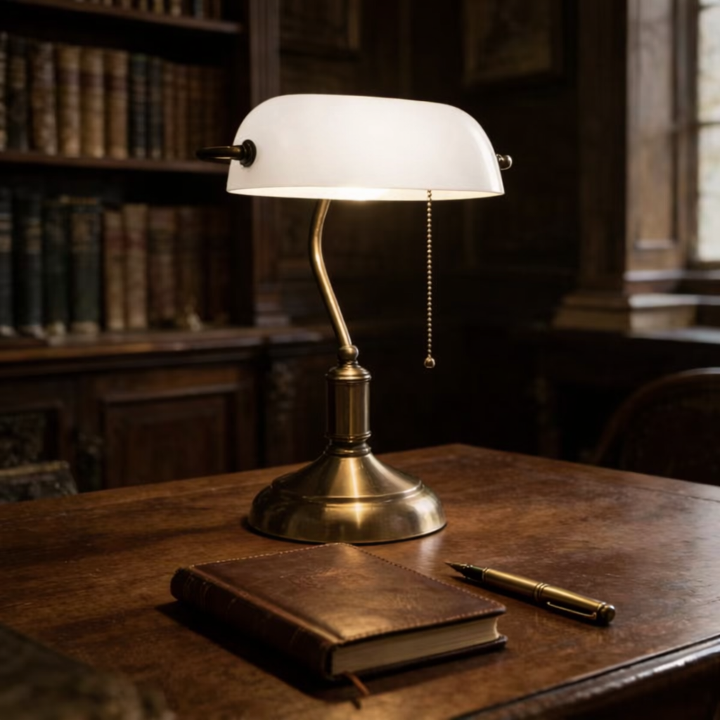 Heritage - Classic Brass Banker Table Lamp