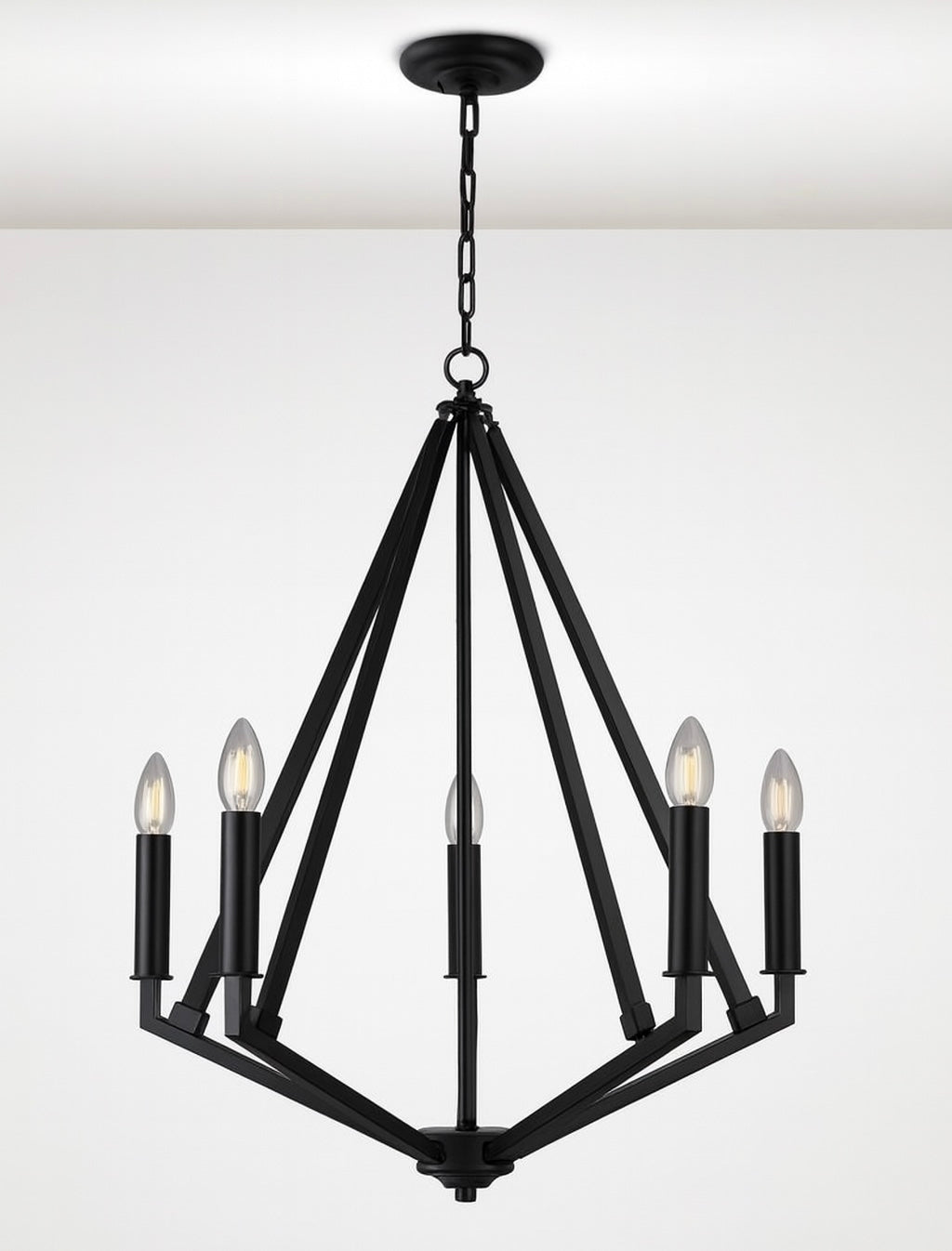 Modern Black Chandelier – Industrial Concrete Style