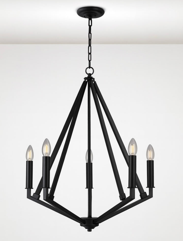 Modern Black Chandelier – Industrial Concrete Style