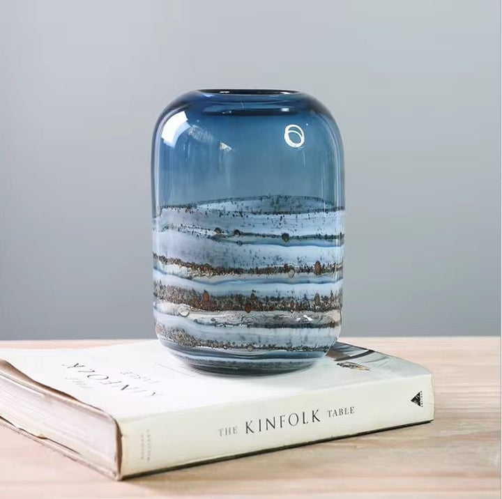 Blue Gradient Glass Vase Set of 2